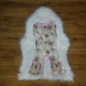 Girls Flower Romper Long Sleeve Ruffles